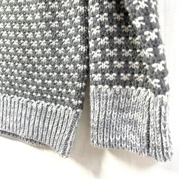 NORTHSTYLE Cable Knit‎ Sweater Size M Grey Fair Isle Yoked Hygge Winter Cozy - Picture 5 of 11